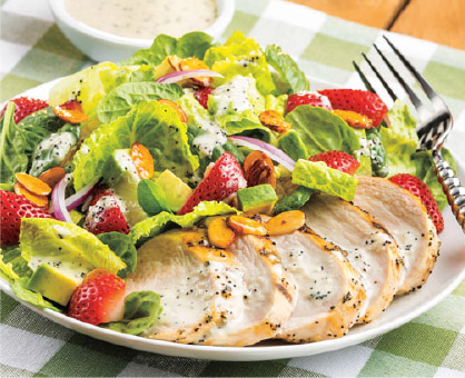 Grilled Chicken & Strawberry Salad with Poppy Seed Dressing