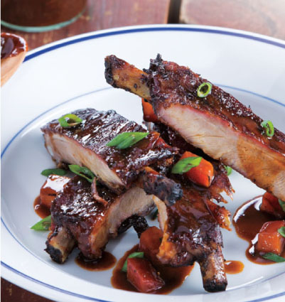 Grilled Ribs with Hoisin-Plum BBQ Sauce