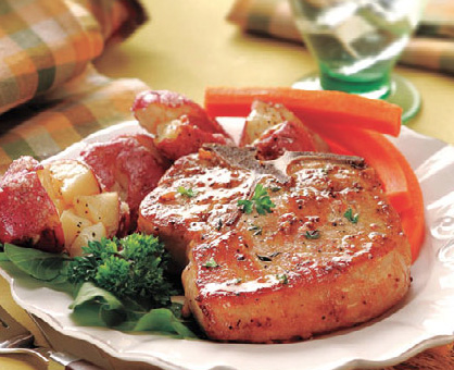 Bone-In Pork Chops and Mustard-Shallot Sauce Recipe